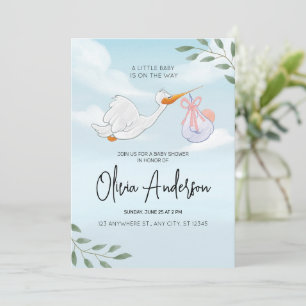 Faire-part de naissance bébé garçon cigogne boho B