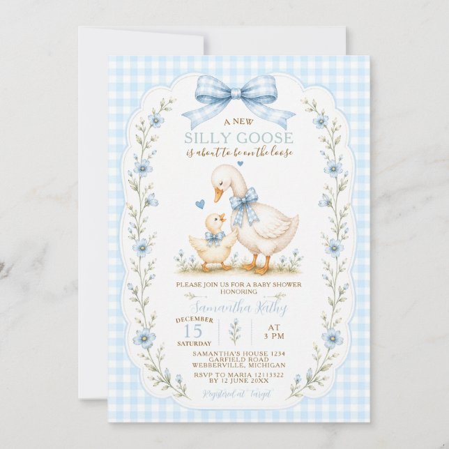 Faire-part de Naissance Bébé Garçon Silly Goose Bl (Devant)