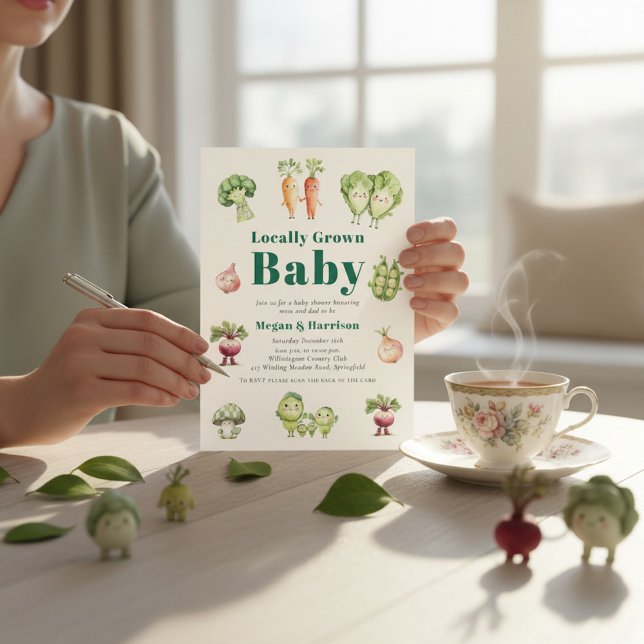 Faire-part de naissance bébé légumes mignons avec  (Créateur téléchargé)