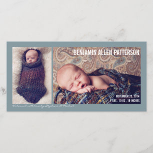 Faire-part de naissance bébé moderne à deux photos