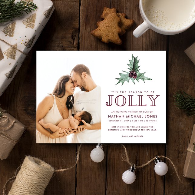 Faire-part de naissance bébé Noël (Baby Birth Announcement Photo Christmas Holiday Greeting Card)