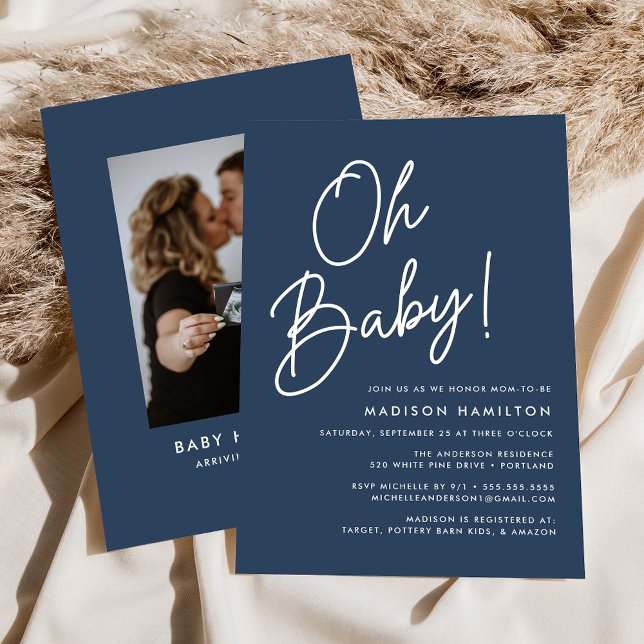Faire-part de Naissance Bébé Oh Baby Navy avec Pho (Créateur téléchargé)