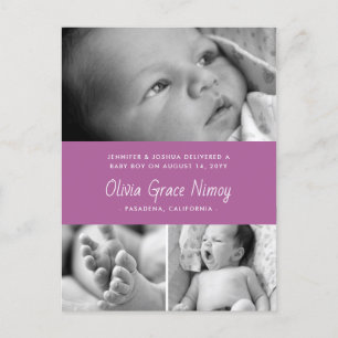 Faire-part de naissance Bébé Orchidée Violette Pho
