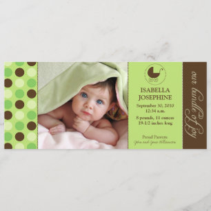 Faire-part de naissance bébé Pointe Polka (vert ci