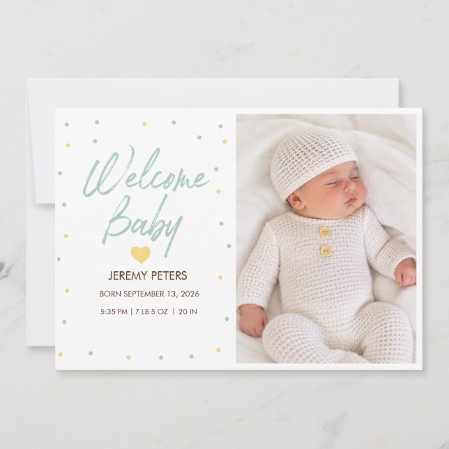 Faire-part de naissance Bébé pois (Devant)