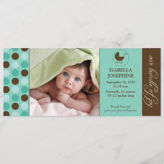 Faire-part de naissance bébé pois (bleu aqua)
