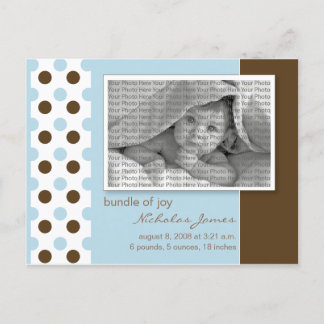 Faire-part de naissance bébé Pois bleu bébé