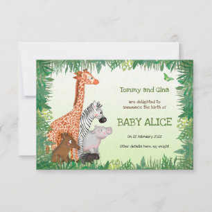 Faire-part de naissance bébé pour animaux Safari (