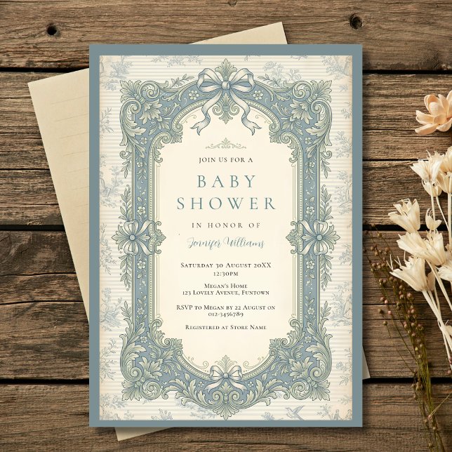 Faire-part de naissance bébé toile bleu-vert (Créateur téléchargé)