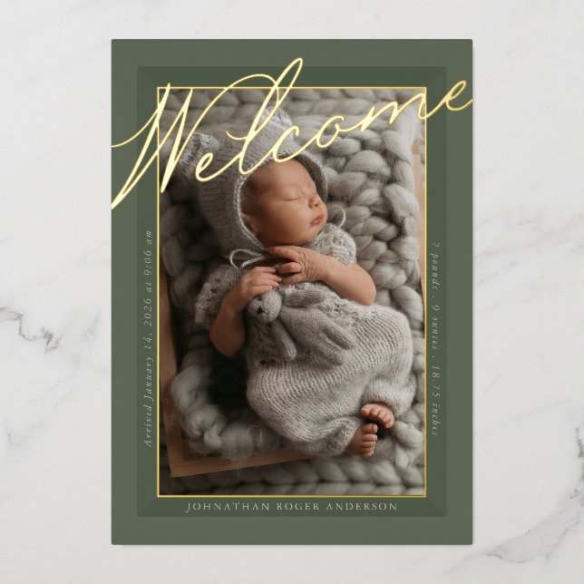 Faire-part de naissance « Bienvenue » à l'écriture (Recto)