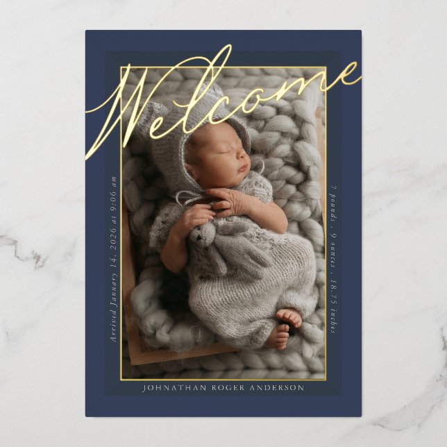 Faire-part de naissance « Bienvenue » à l'écriture (Recto)