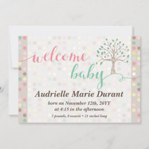 Faire-part de naissance Bienvenue Bébé Arbre Paste