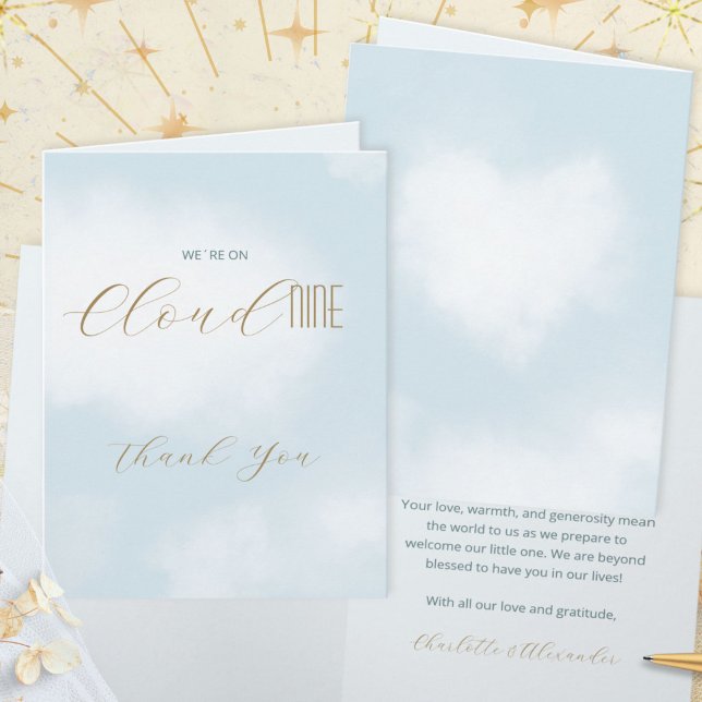 Faire-part de naissance Bleu Céleste Cloud 9 (Cloud 9 Celestial Blue Baby Shower Thank You Card ©Susanne Sachers - Sunny Mind 🌞)