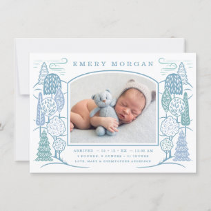 Faire-Part De Naissance Bleu Dans La Cime Des Arbr