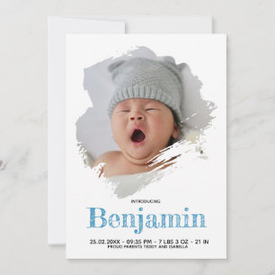 Faire-part de naissance bleu écriture manuscrite a