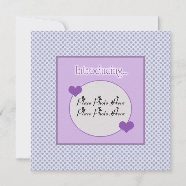 Faire-part de naissance bleu violet personnalisabl (Devant)