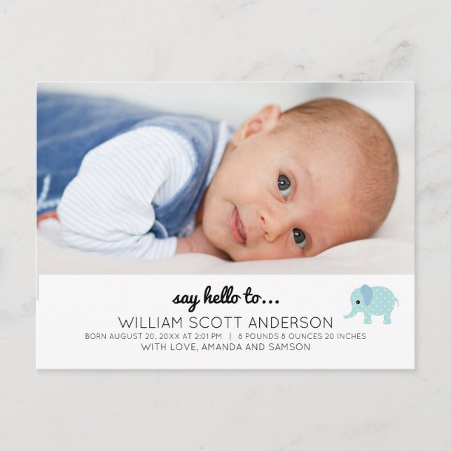 Faire-part de naissance Blue Baby Boy Photo (Devant)