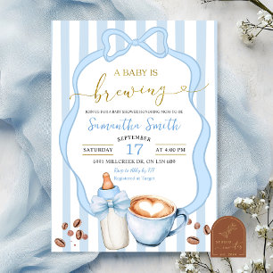 Faire-part de naissance Blue Coquette Stripes baby