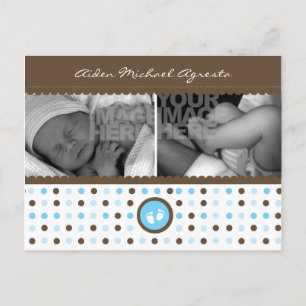 faire-part de naissance brun chocolat et bleu