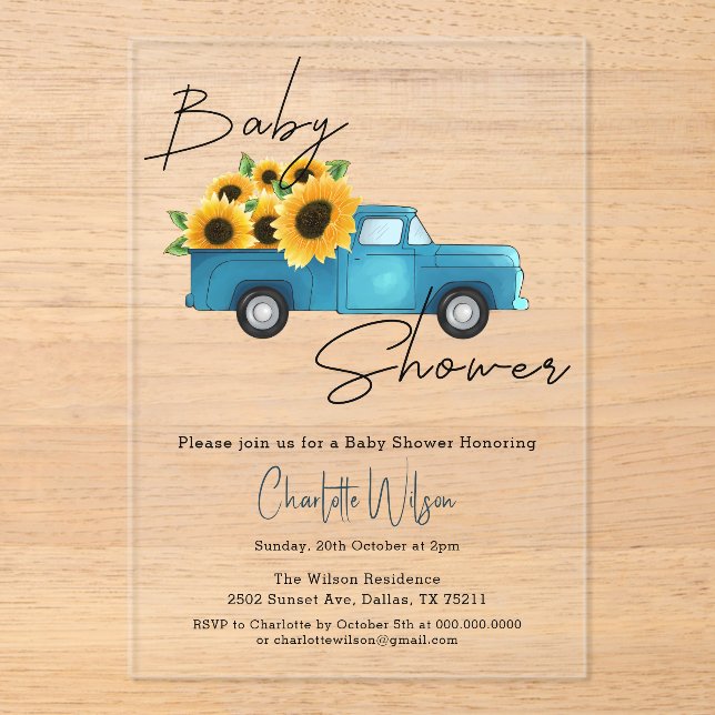 Faire-part de naissance camion aquarelle avec tour (Recto)