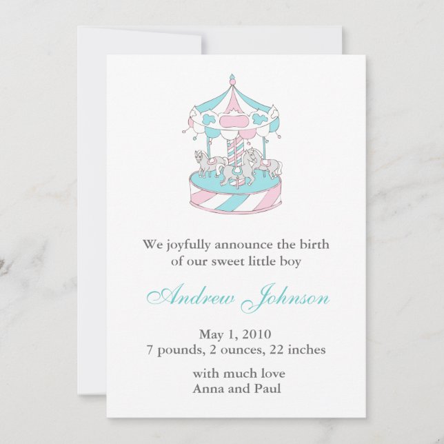 Faire-part de naissance - Carrousel (Devant)
