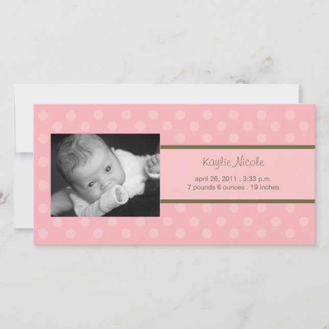 Faire-part de naissance Carte photo pois (Devant)