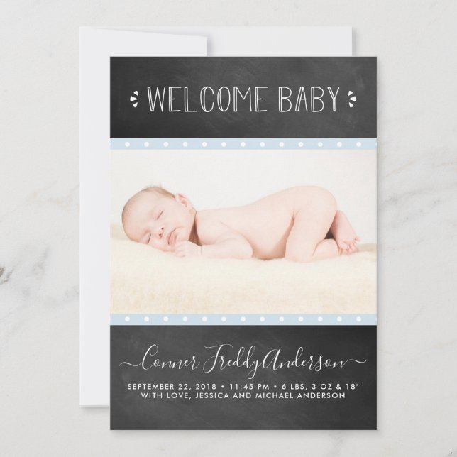 Faire-part de naissance Chalkboard moderne (Devant)
