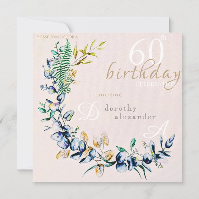 Faire-part de naissance chic avec couronne botaniq (Devant)
