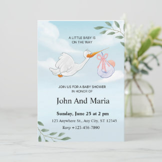 Faire-part de naissance cigogne mignon garçon aqua