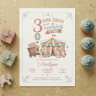 Faire-part de naissance cirque à l'aquarelle vinta