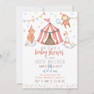 Faire-part de naissance cirque animaux genre neutr