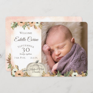 Faire-part de naissance citrouille et Merci