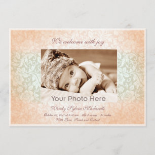 Faire-part de naissance classique rose de bébé