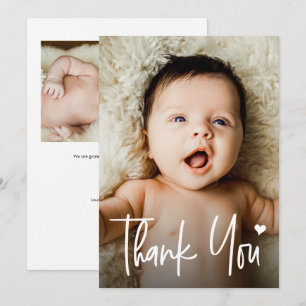 Faire-part de Naissance Coeur 2 Photos Baby Shower