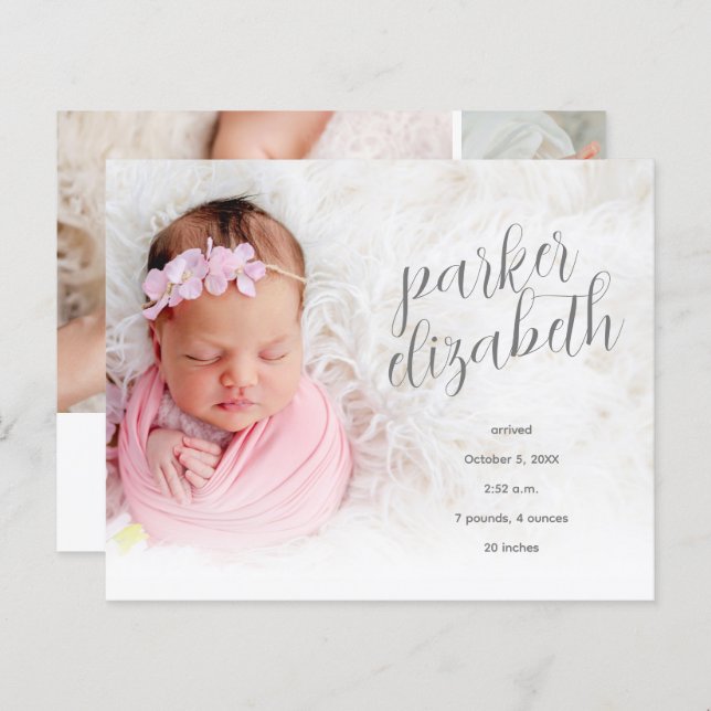 Faire-part de naissance Collage photo élégant du b (Devant / Derrière)