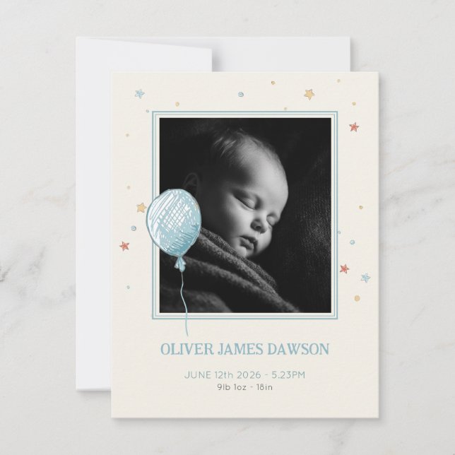 Faire-part de naissance compact Balloon Daydream B (Devant)