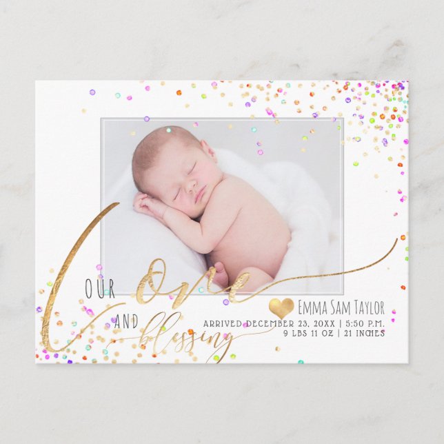 Faire-part de naissance/Confettis PixDezines Love (Devant)