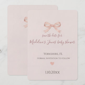 Faire-part de naissance Coquette avec un nœud rose