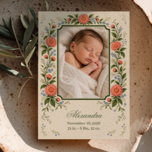 Faire-part de naissance Coral Aster Photo