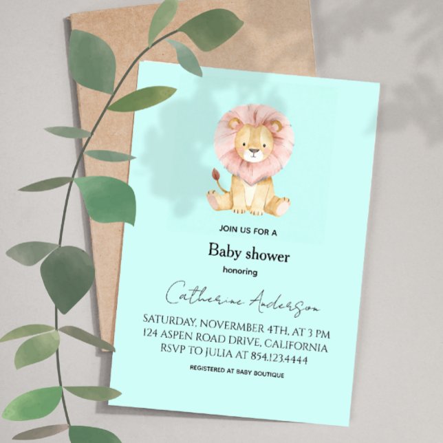 Faire-part de naissance couleurs pastel Lion Sucré (Créateur téléchargé)