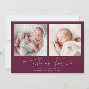 Faire-part de naissance Cranberry Merci Script