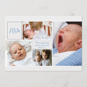 Faire-part de naissance cranté de collage de photo