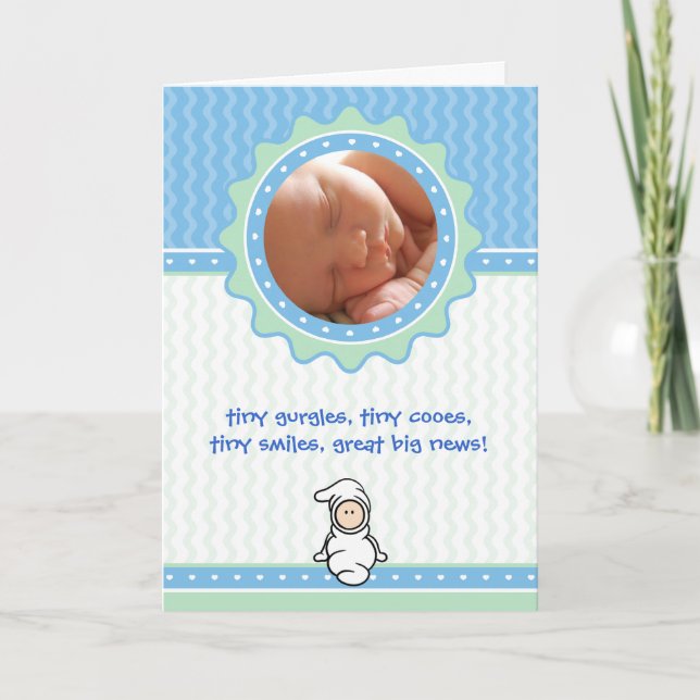 Faire-part de naissance Cutietoots - Bleu/Vert - G (Devant)