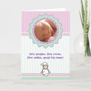 Faire-part de naissance Cutietoots - Rose/Vert - F