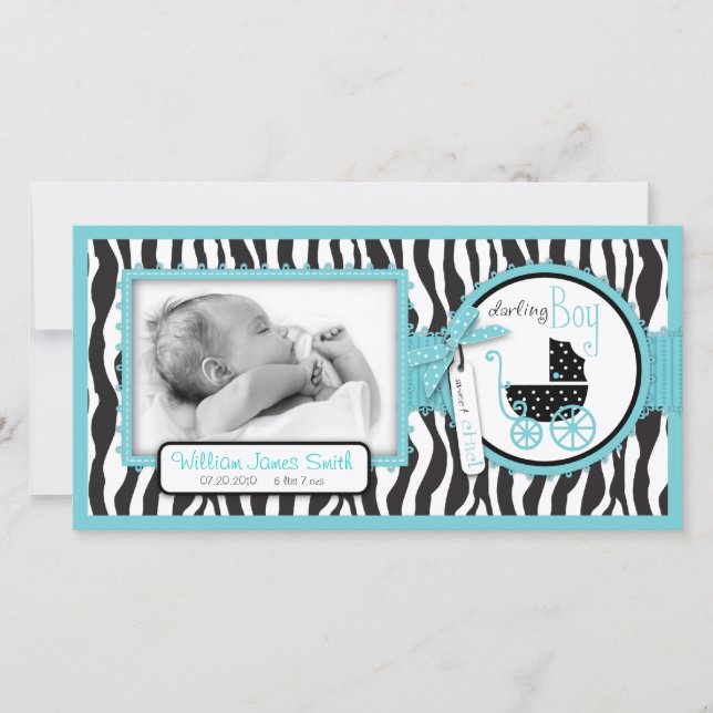 Faire-part de naissance d'accentuation turquoise d (Devant)