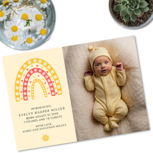 Faire-part de naissance Daisy Rainbow Yellow Card