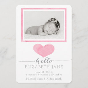 Faire-part de naissance d'aquarelle douce