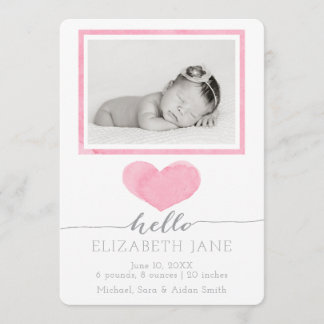 Faire-part de naissance d'aquarelle douce