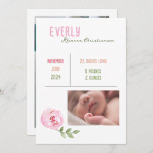 Faire-part de naissance d'aquarelle pour bébé fill