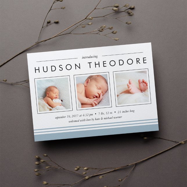 Faire-part de naissance de bande de métro | Ciel (Créateur téléchargé)